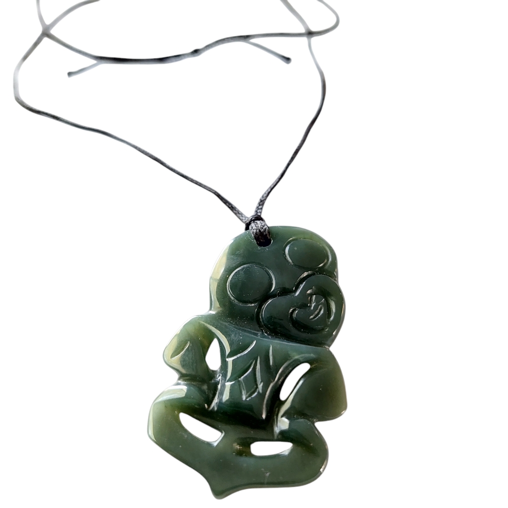 Tiki Jade Pendant Necklace
